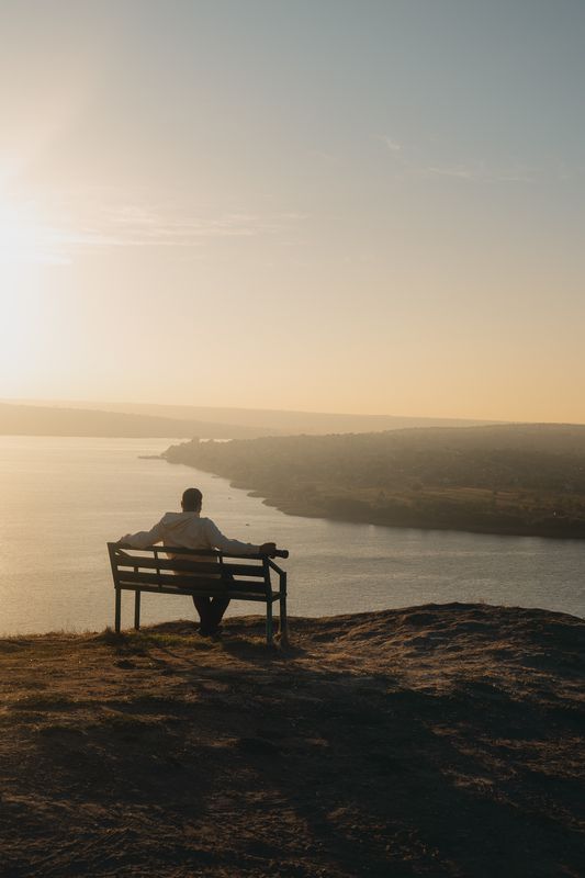 andscape, Moldova, river, sunset, evening light, silhouette, bench, calm, silence, golden hour, horizon, reflection, travel, nature, atmosphere, peaceful, solitude, minimalism, scenic view, dusk, serenity Одиночество на закатеphoto preview