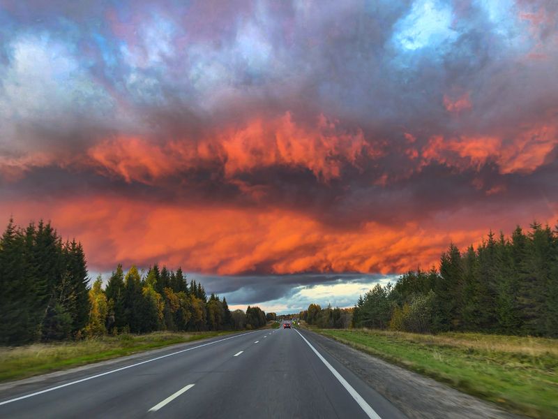 облако, дорога, мобильное фото, трасса, небо. Облако фото превью