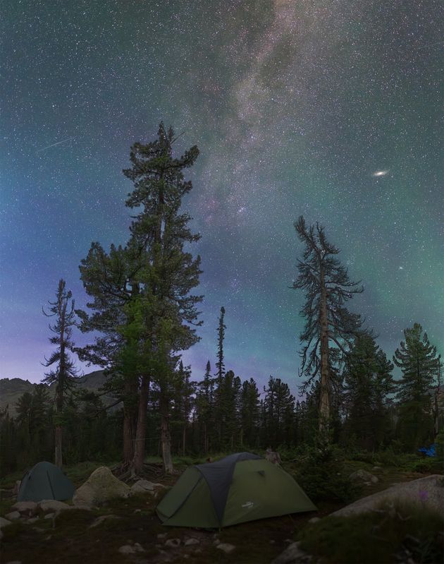 астрофото, астрофотография, ночь, астрономия, астропейзаж, млечный путь, звезды, ночное небо, night, nightphotography, stars, milkyway, longexposure, ергаки, сибирь Три галактикиphoto preview