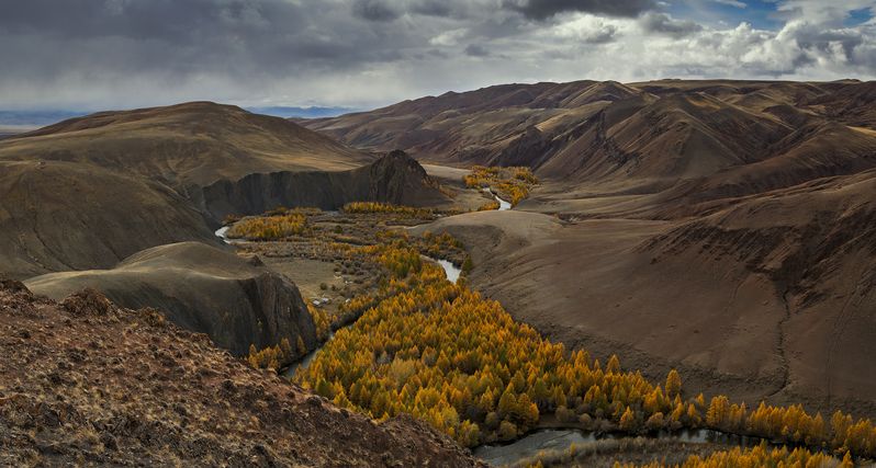алтай, осень, долина, река, горы Осень в долинеphoto preview