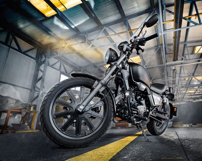 bike, staged photo, black, gray, yellow Yellow road strip II.photo preview