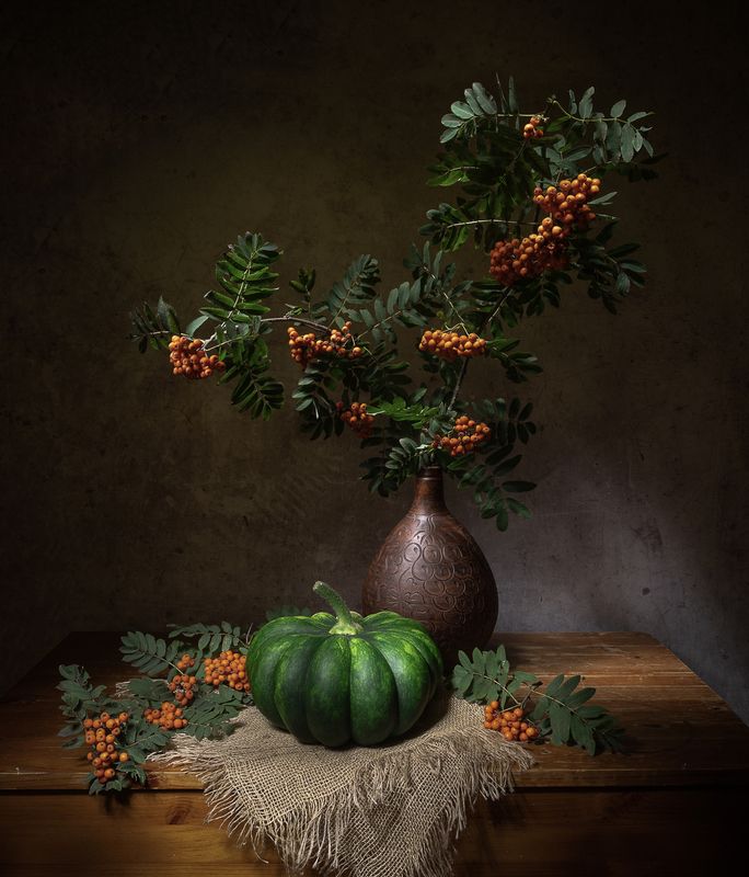 натюрморт, рябина, тыква Тыквенно-рябиновый...photo preview