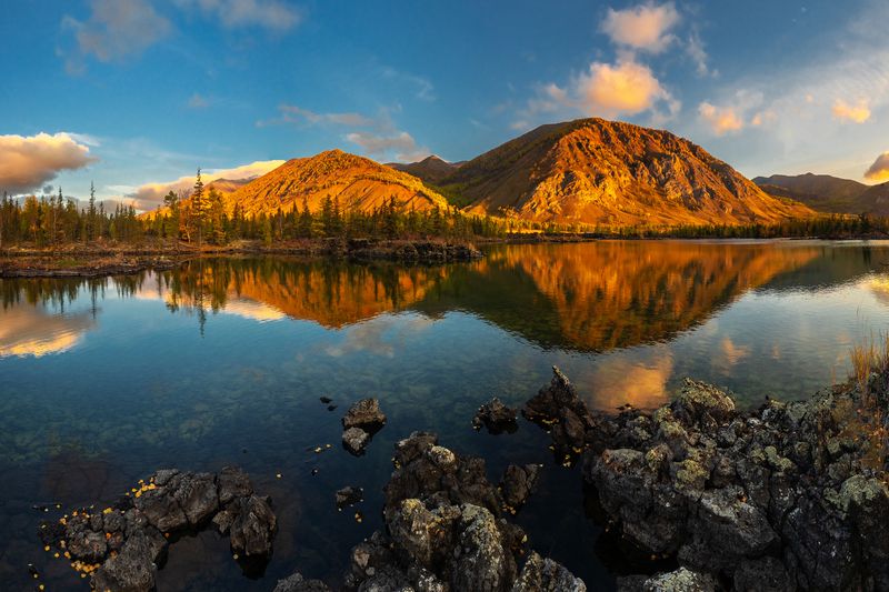 жомболок, бурятия, осень Осеннее утро на Лавовых озёрахphoto preview