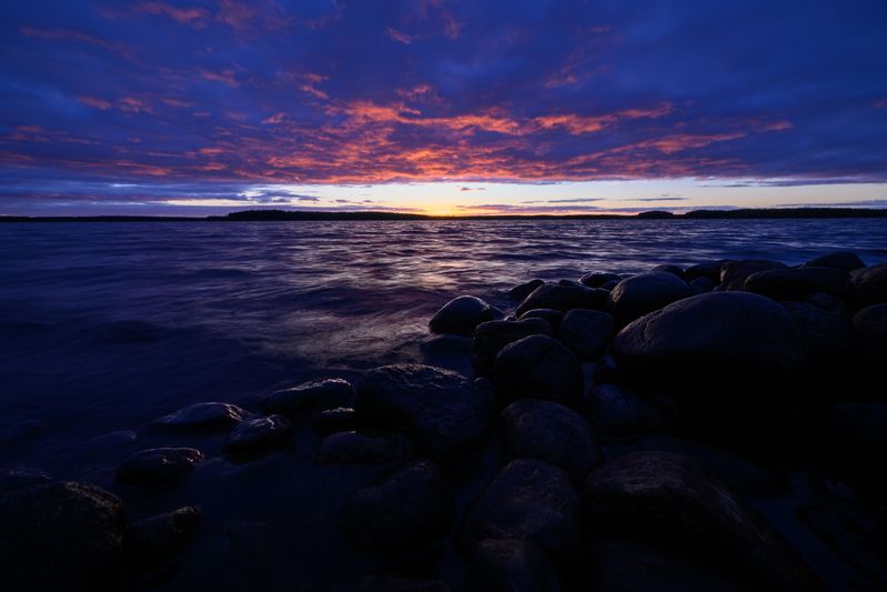 water, seaside, sea, lake, rock, sunset, sunrise, light, clouds, waves, shore, coast, reflection ***photo preview