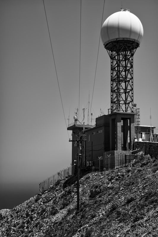 #Monochrome photography #Black #Monochrome #Black and white #Tower #Grey #Dome #Still life photography #radar #mast #military #nato Radomephoto preview