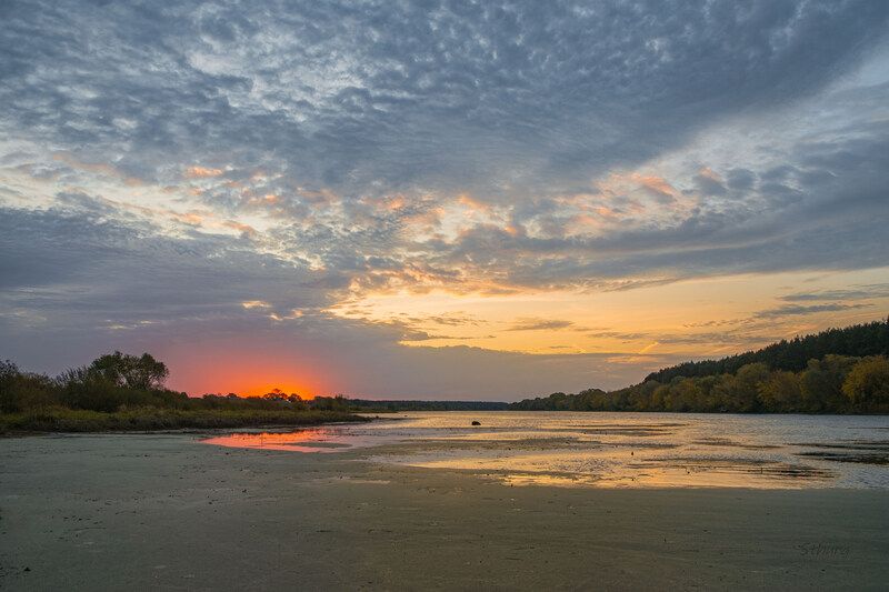 осень утро озеро облака природа пейзаж На рассвете.photo preview