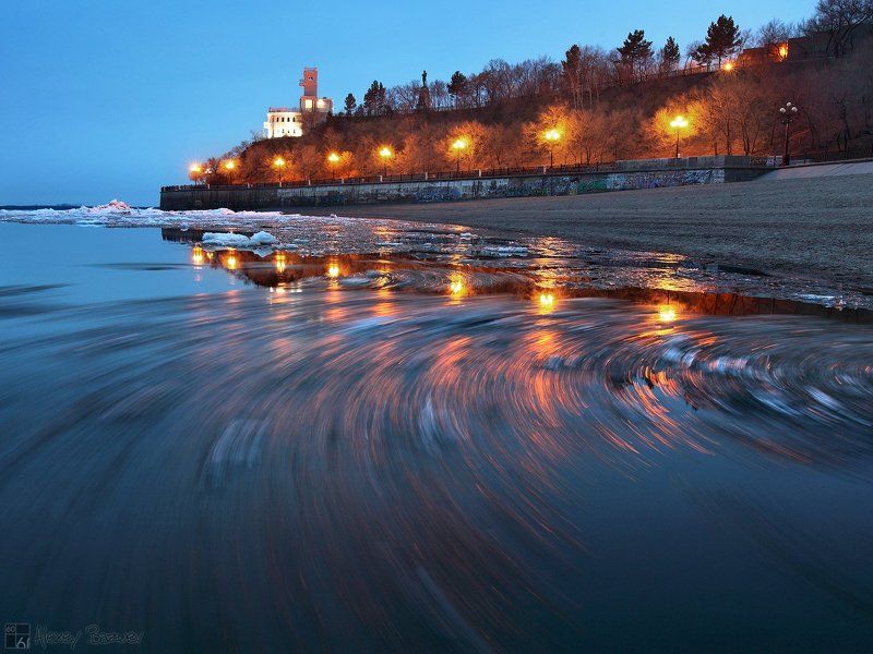 Ледоход, Хабаровск, Амур, утес, Вечер Ледоворотphoto preview