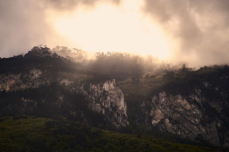 Крым, Горы, Пейзаж, Солнце, Закат, Свет, Туман, Скалы Закат над горамиphoto preview