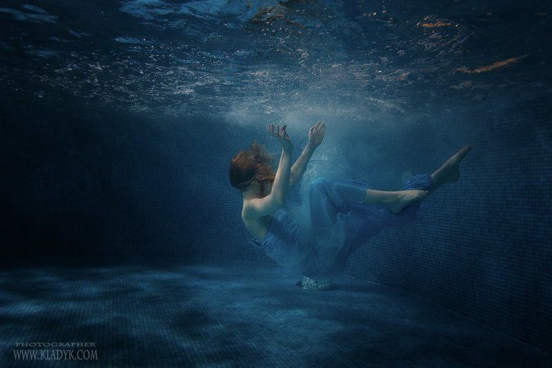 девушка, подводная, бассейн, ***photo preview
