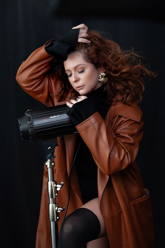 женский портрет, портрет, студийный портрет, девушка, рыжая, рыжие волосы, рыжеволосая Катяphoto preview