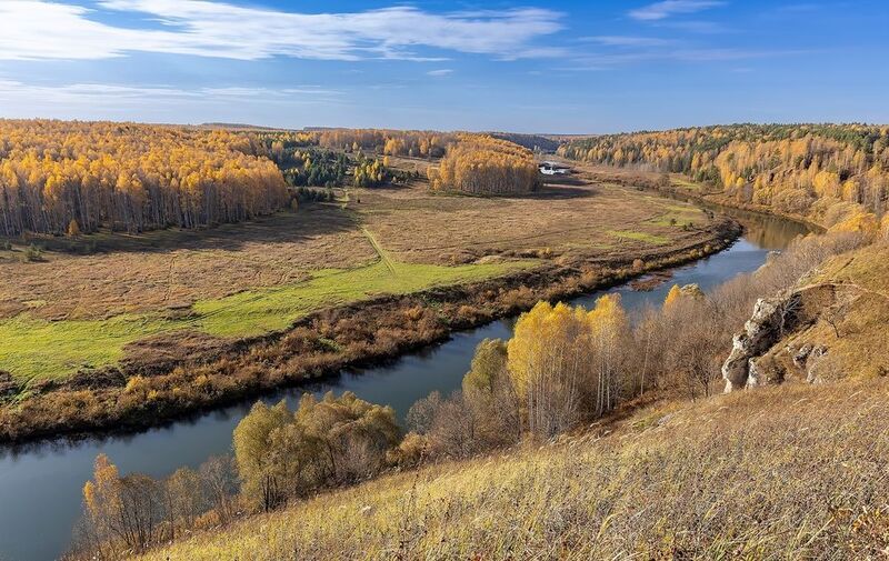 осень, река немда, октябрь Золотая осень на реке Немда фото превью