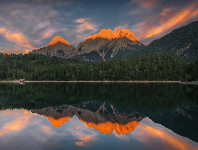 Landscape, outdoor, photography, mountains, alps, mirror, reflection, long exposure, no people, Austria, Tirol, Zugspitze Alpine Reflection photo preview