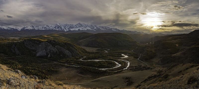 алтай, чуя, закат, горы, хребет Закат над Чуейphoto preview
