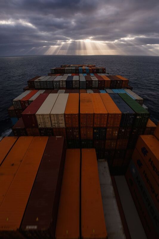 #sea #ship #container #ocean #sun_ray #clouds #sky #rays #logistics #cargo #vessel North Pacific Ocean sunrisephoto preview