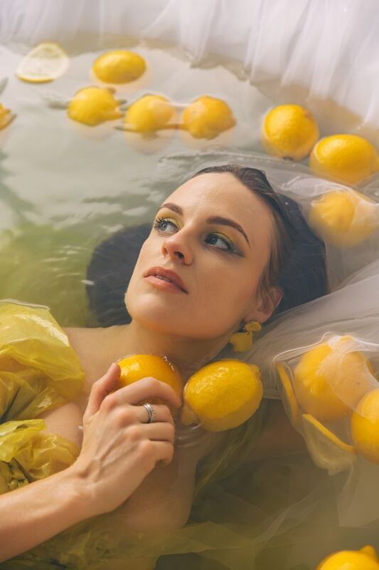 lemon spa woman yellow Lemon springphoto preview