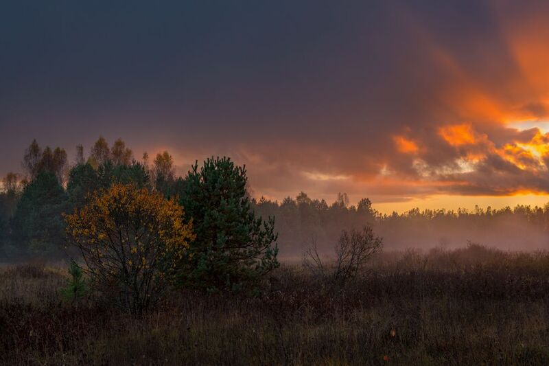 осень закат туман тюряха речка большой холм Закат после дождяphoto preview