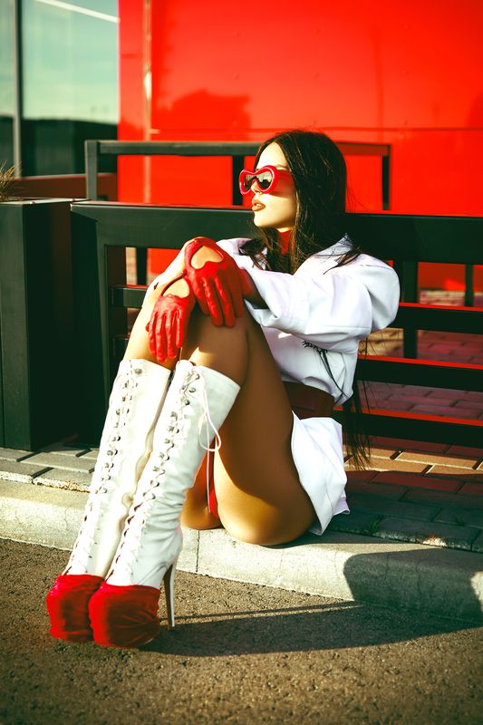 woman, portrait, fashion, beauty, outdoors Staring at the Sunphoto preview