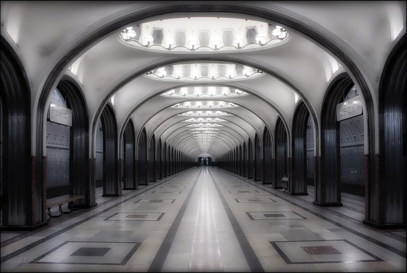метро, москва, архитектура, транспорт, город, подземка станция метро Маяковская. Москва фото превью
