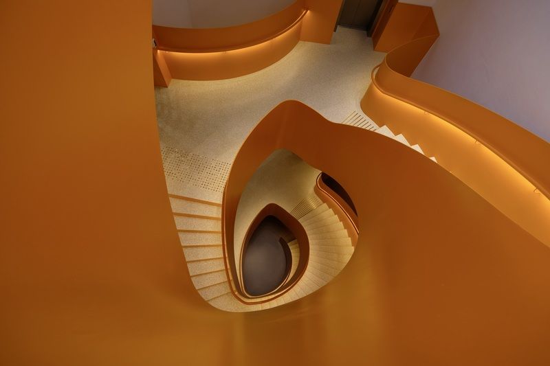 City/Architecture, Staircase, Colorful, Orange, Geometry, Modern,  В оранжевом кружении.photo preview