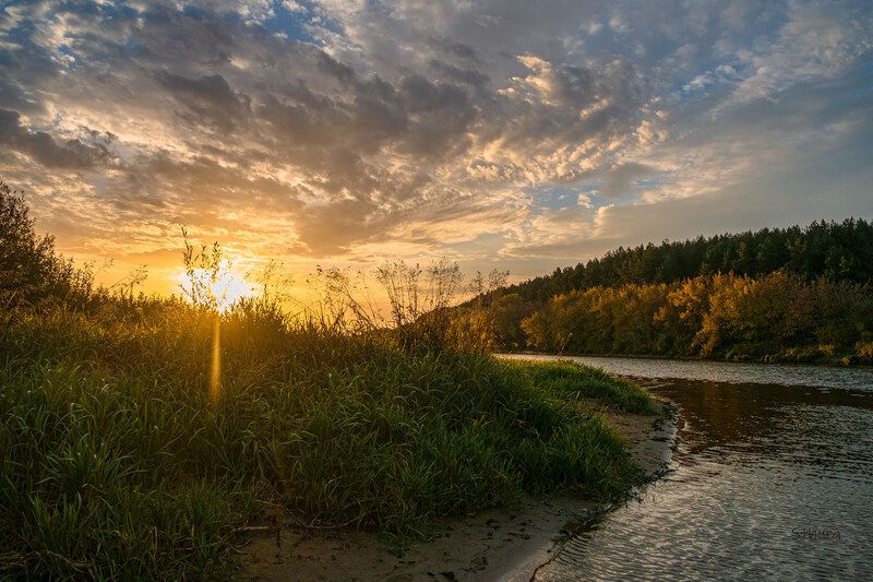 осень утро облака природа пейзаж Осенняя пора.photo preview
