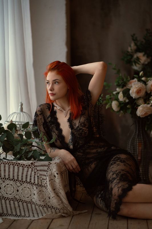 женский портрет, будуар, студия, фэшн, гламур Nightgownphoto preview