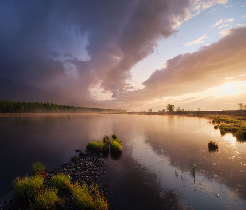 байкал, байкальский хребет, горы, рассвет, дождь Байкальским утром...photo preview