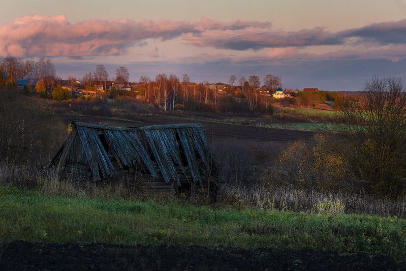деревня, осень, октябрь Деревня Скомовская фото превью