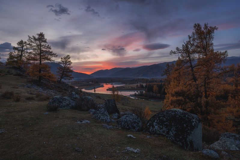 алтай, горный алтай, рассвет, беляши, джазатор, пейзаж Светало фото превью