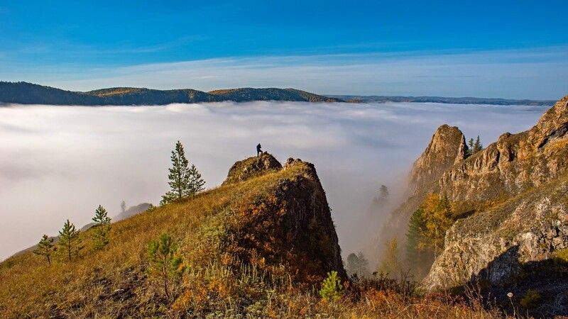 мана, красноярск, утро, восход, туман, краски, осень, горы, тайга, золото, долина, скалы, утесы Над утесамиphoto preview