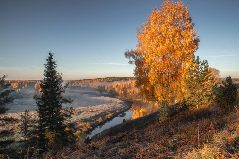 осень, рассвет, река После рассветаphoto preview