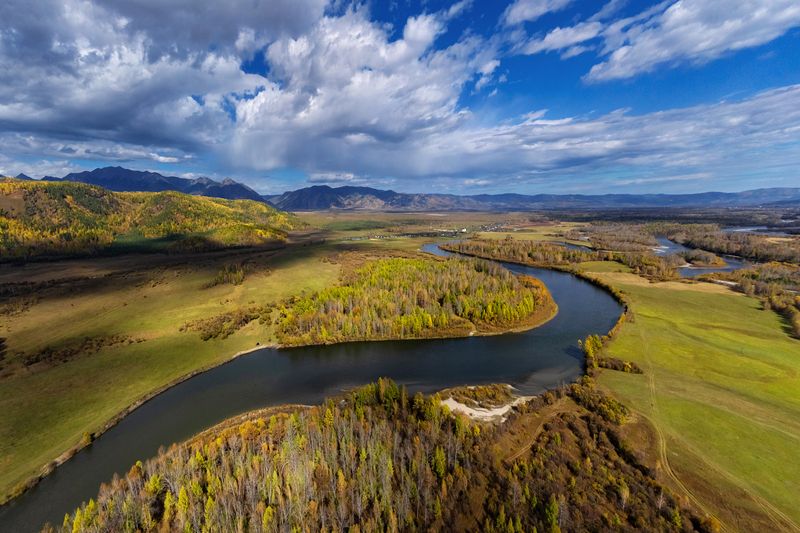 иркут, саяны, бурятия, золотая осень Синяя лента Иркутаphoto preview