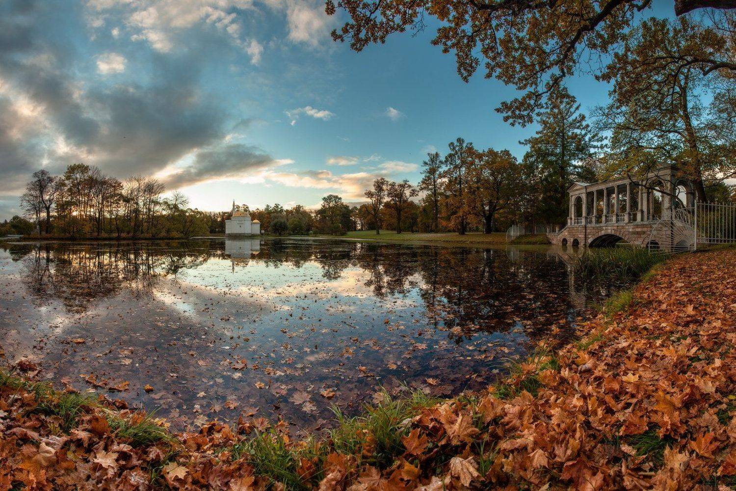 царское, село, пушкин, екатерининский, парк, мраморный, турецкая, мостик, баня, осень, россия, рассвет, Илья Штром