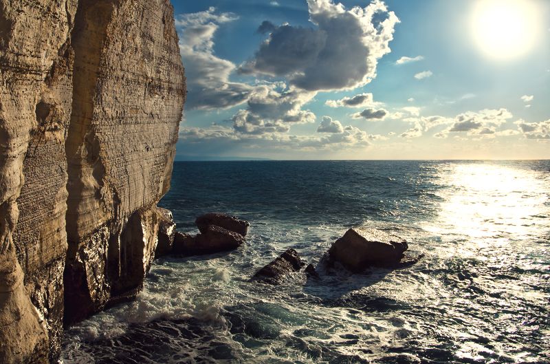 пейзаж, море, солнце Мыс Рош-а-Никра, Израильphoto preview