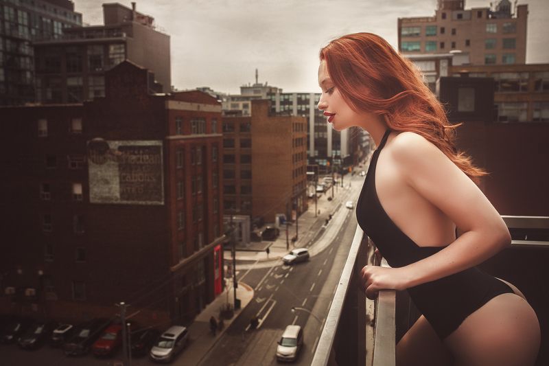 boudoir, girl, city. red, ***photo preview