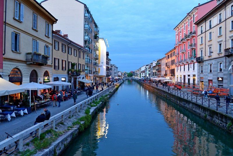 Милан, канал, Италия, ночь Прогулка по ночным каналам Милана фото превью