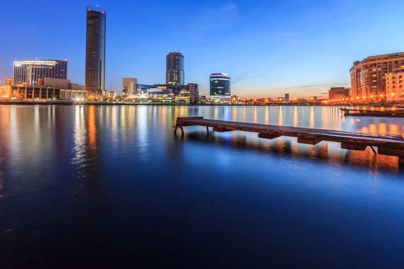 екатеринбург, исеть, город, вечер, ночь, закат, огни, отражение, урал Набережная. Екатеринбург.photo preview