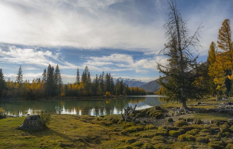 россия, горный алтай, река, осень На берегу зеркальной рекиphoto preview