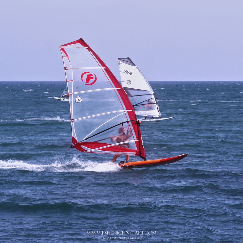 море, ветер, виндсёрфер, парус, спорт, движение Опережая ветерphoto preview