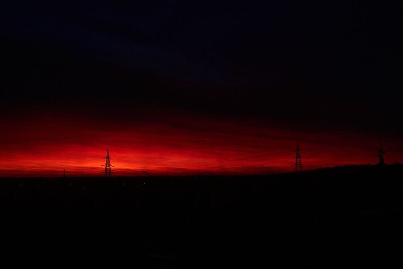 мамаев курган, волгоград, россия, рассвет, Красный рассвет над Мамаевым Курганомphoto preview