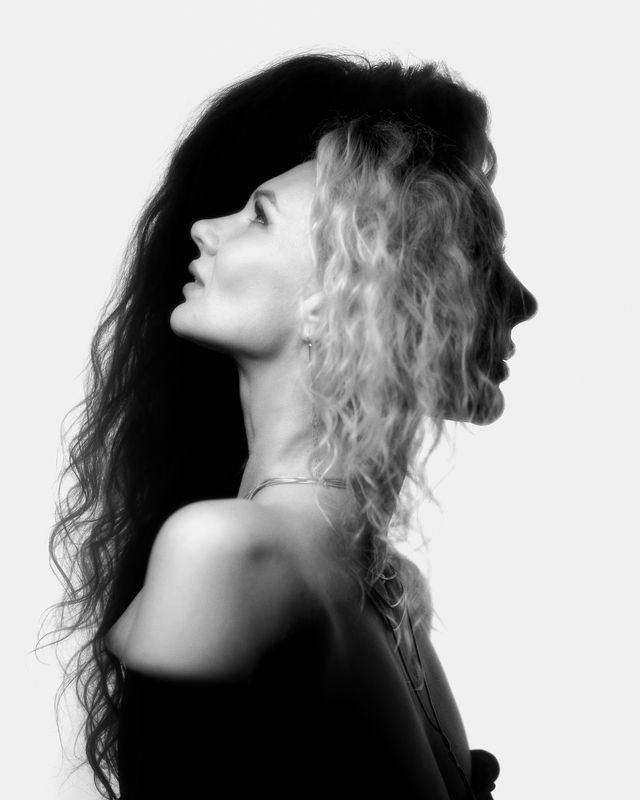 портрет, женский портрет, классический портрет, portrait, девушка, коллаж, двойная экспозиция, чб photo preview