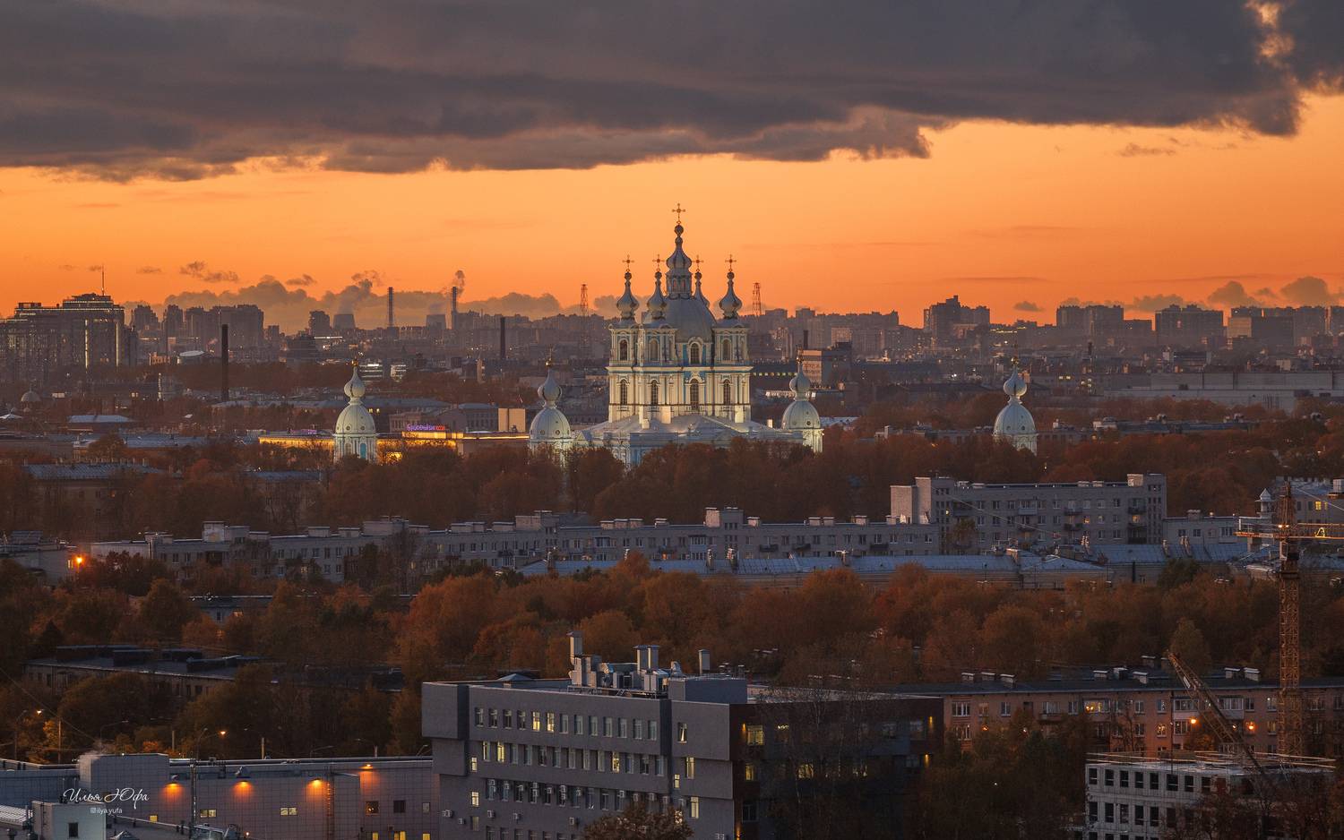 санкт-петербург, город, закат, осень, Илья Юфа