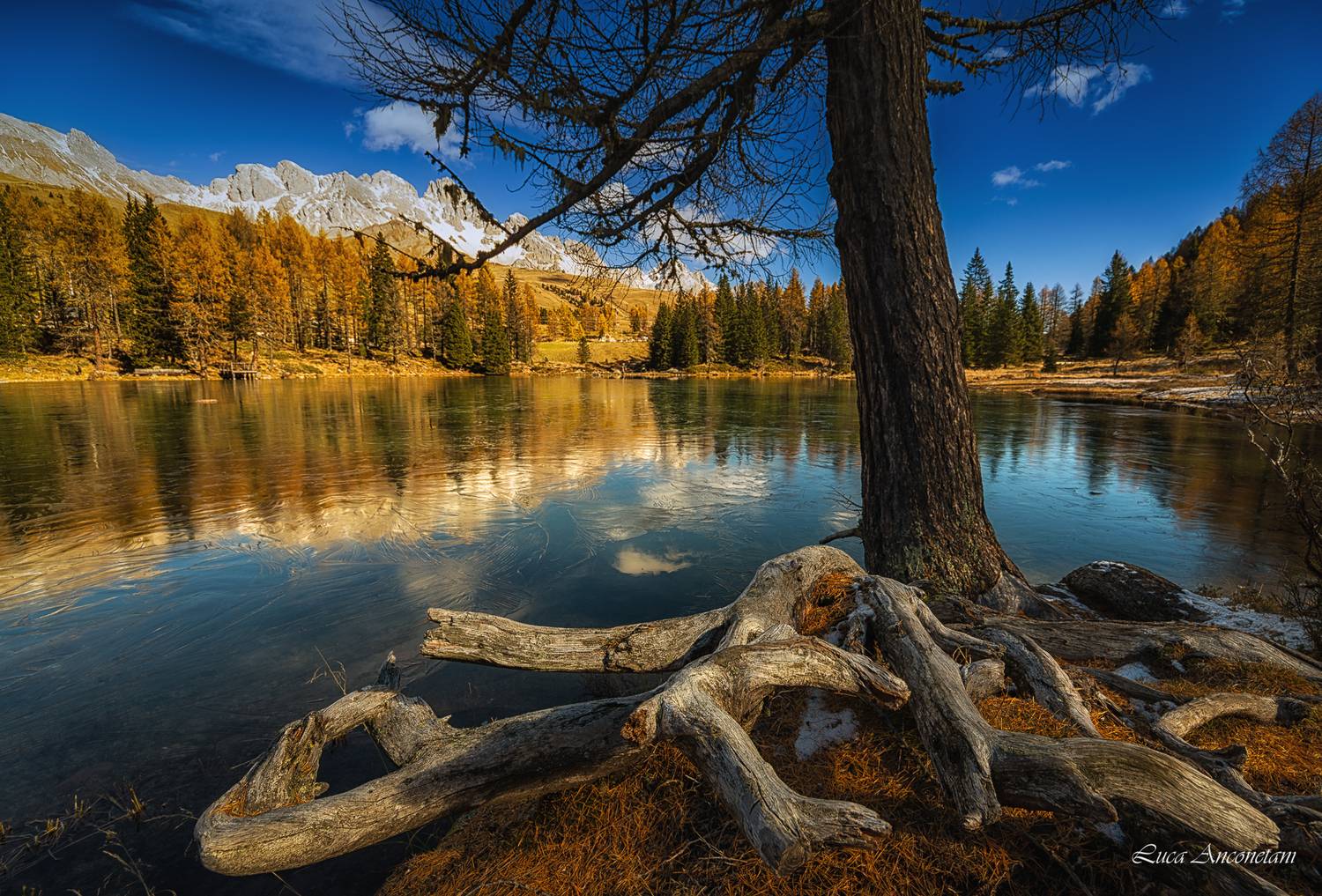 The Dolomites. Автор: Anconetani Luca nature landscape dolomites italy lake trees autumn, Anconetani Luca