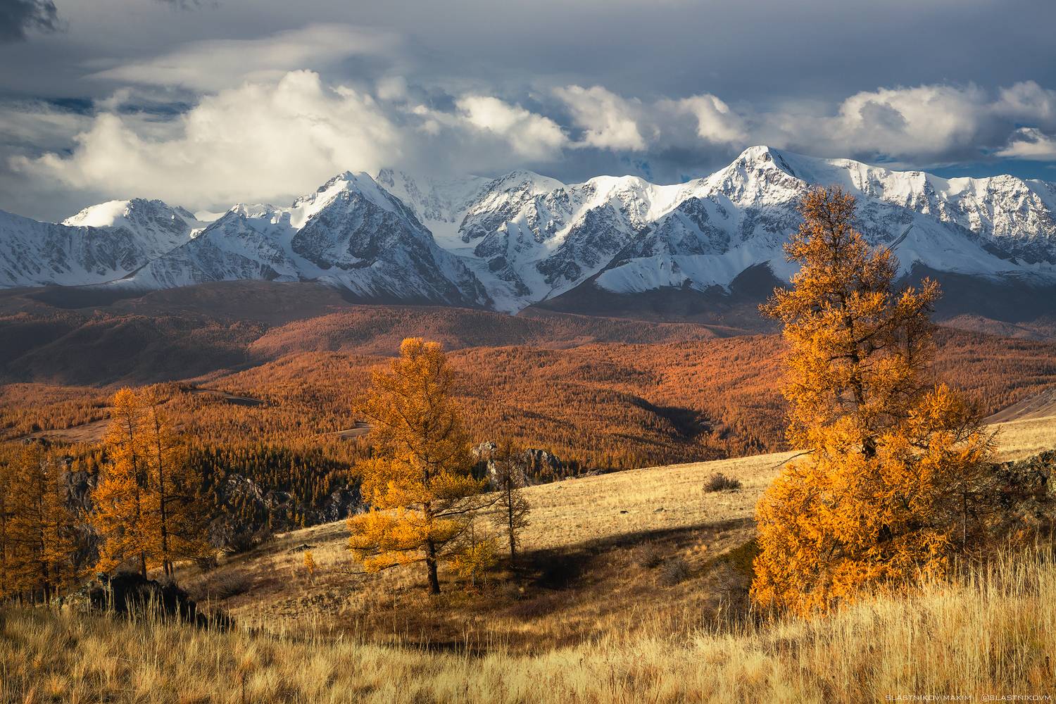 алтай, горы, степь, курай, природа, рассвет, солнце, облака, пики, снег, отражение, рябь, тишина, гладь, вода, небо, свет, линии, треккинг, путешествия, Максим Сластников