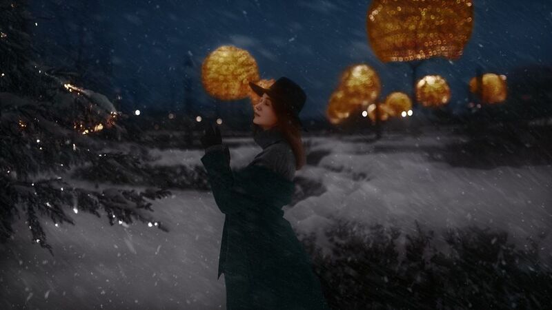 женский портрет, ночь, зима Валерияphoto preview