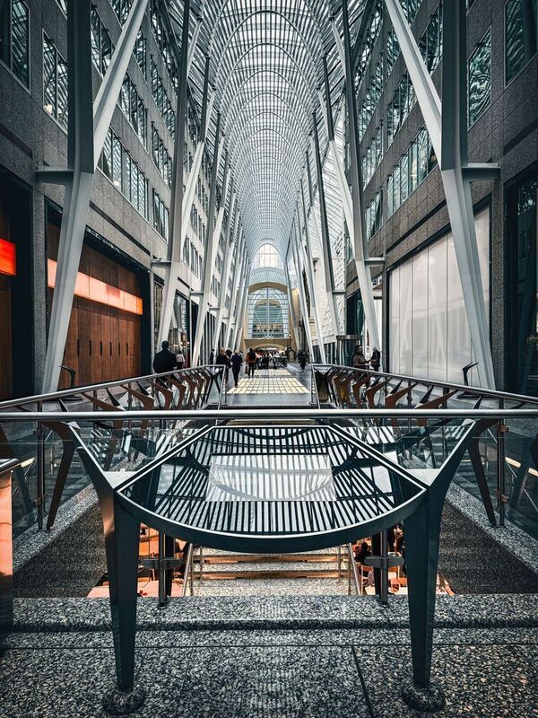 #architecture #modern #galleria #construction #light #frame #arch #perspective #steel #design #indoor #ueban #city Atriumphoto preview