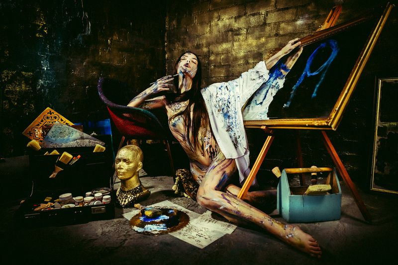 woman, portrait, conceptual, studio, bodyart Let me show you the colors of my worldphoto preview