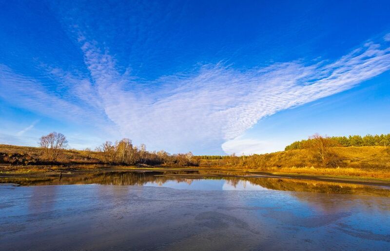 природа, пруд, озеро, ноябрь, осень, небо Первый лед..photo preview