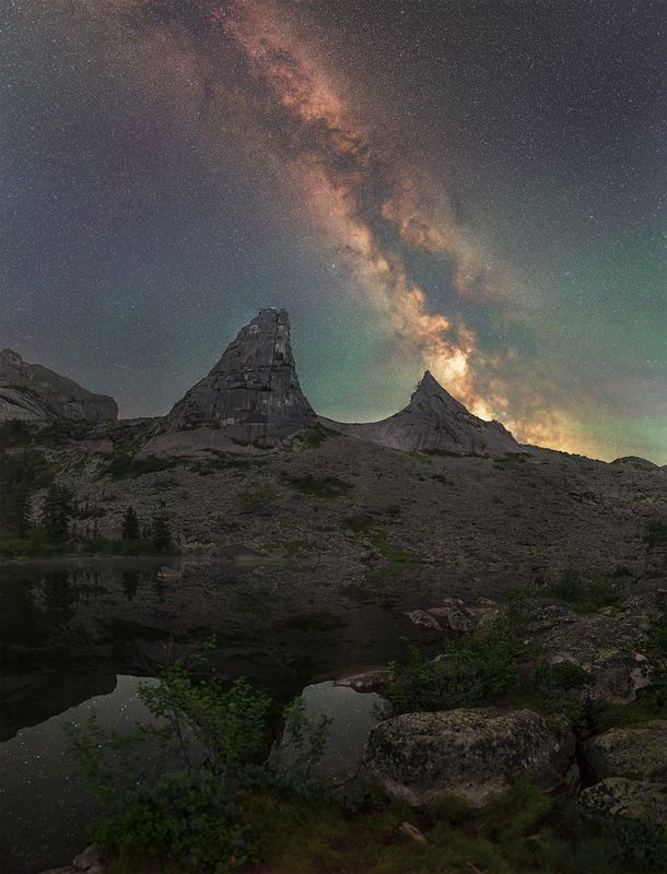 астрофото, астрофотография, ночь, астрономия, астропейзаж, кавказ, млечный путь, звезды, ночное небо, night, nightphotography, stars, milkyway, longexposure Парабола ясной красочной ночьюphoto preview