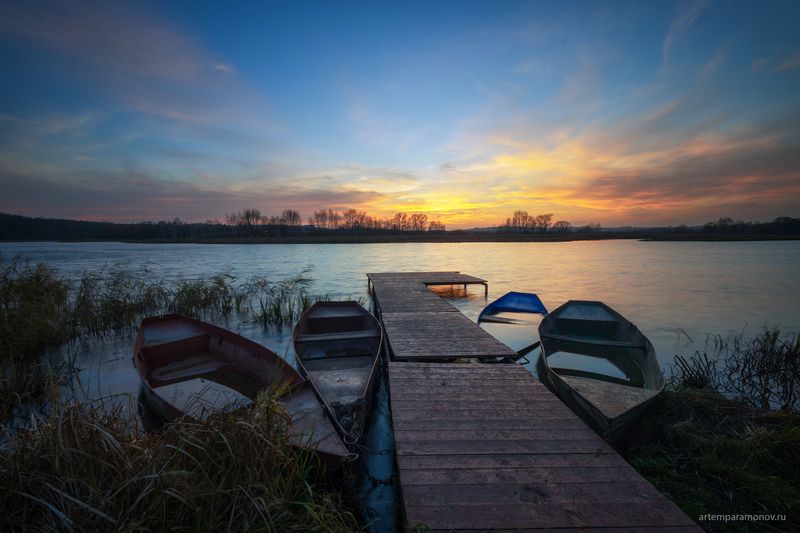 Закат в ноябре на реке фото превью