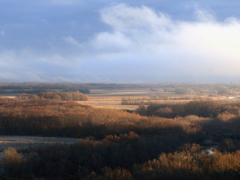 пейзаж, осень, утро, рассвет, река, небо Холодный рассвет... фото превью